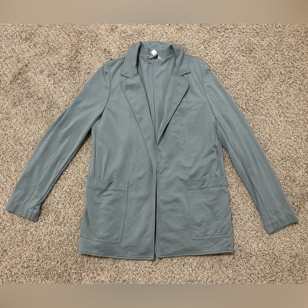 Athleta Sage Green/Dusky Blue Open-Front Blazer Jacket size 14